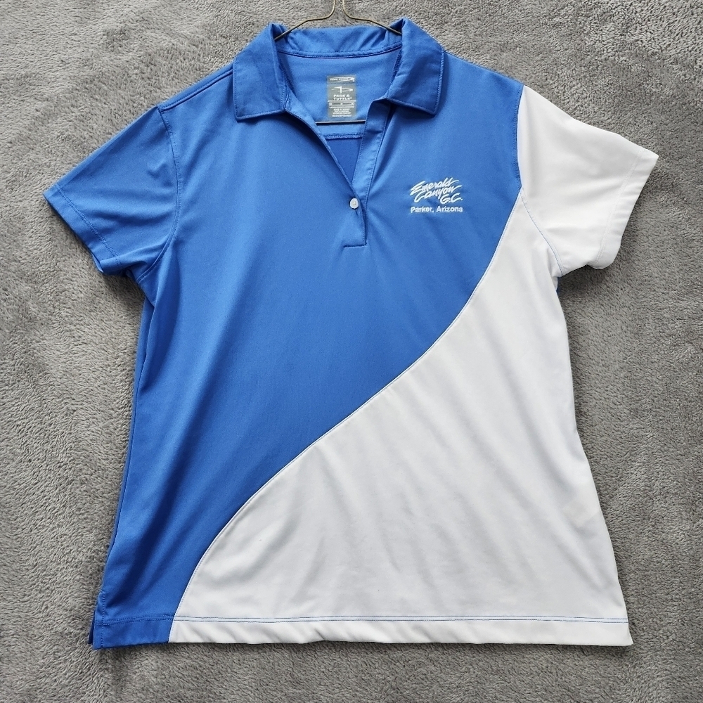 Page and Tuttle Golf Polo Womens Medium Cool Swing Emerald Canyon Blue White